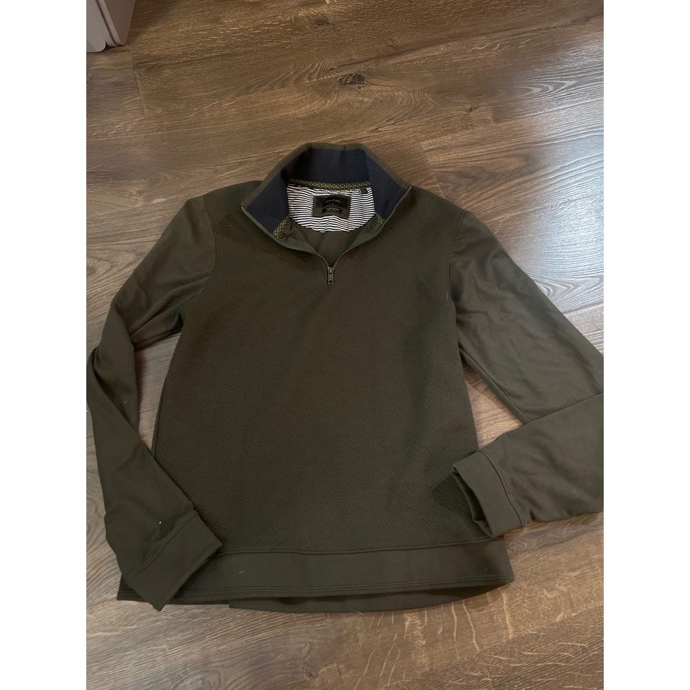 Porter & Ash‎ Mens Olive Green Quilted 2 Tone Structure 1/4 Zip Pullover XXL